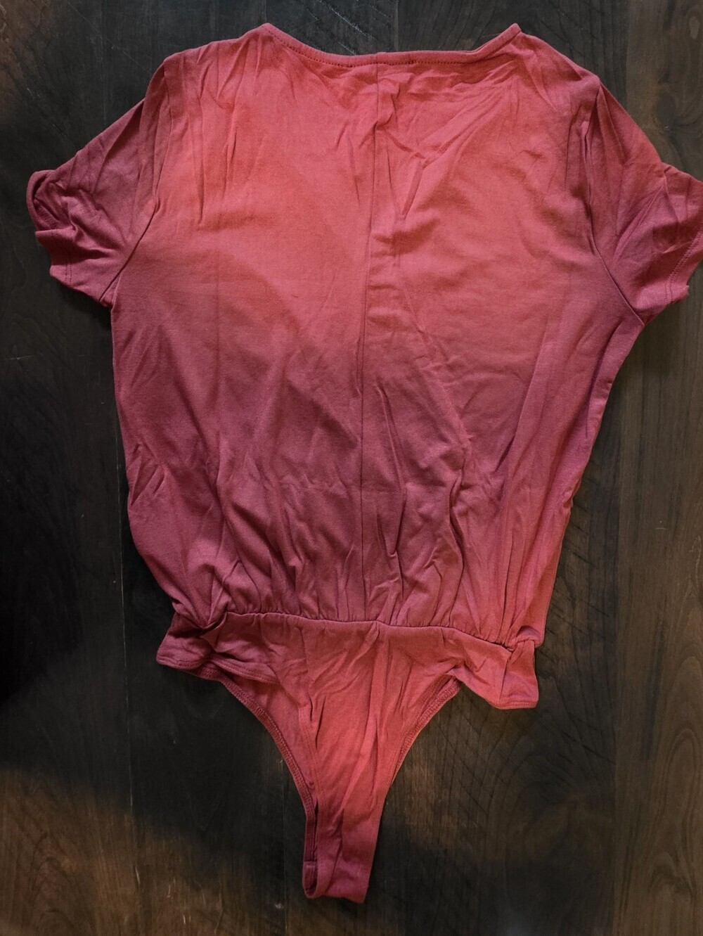 Lulus Marren Rust Red Short Sleeve Surplice Faux Wrap Bodysuit - Small - NWT! - Picture 6 of 13